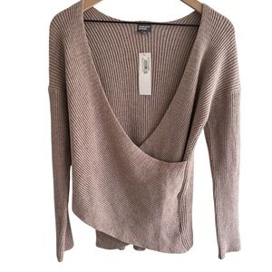 NWT Summer & Rose Madison Surplice Sweater Top Size Large Stretch Ribbed Casual